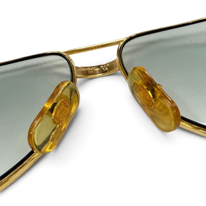 良品●Cartier カルティエ ヴィンテージ サントス ツーブリッジ ティアドロップ メガネ 眼鏡 アイウェア ゴールド 59□14 130 仏製 メンズ