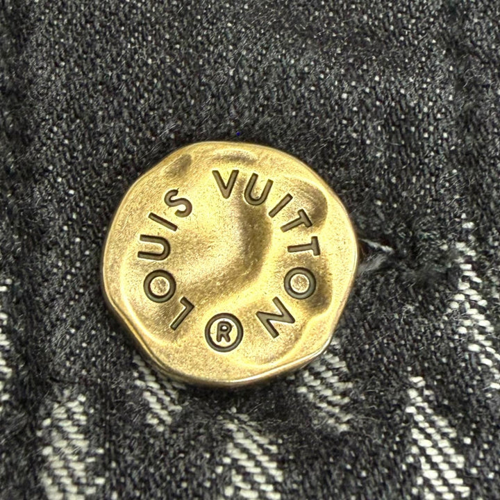 極美品□LOUIS VUITTON NIGO ジャイアントダミエ ウェーブスモノグラム ウォッシュド加工 デニムジャケット グレー 48 フランス製 正規品