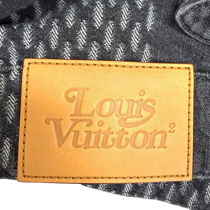 極美品□LOUIS VUITTON NIGO ジャイアントダミエ ウェーブスモノグラム ウォッシュド加工 デニムジャケット グレー 48 フランス製 正規品