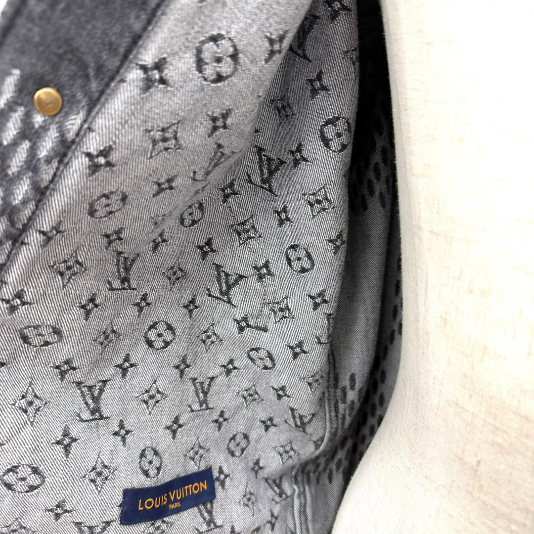 極美品□LOUIS VUITTON NIGO ジャイアントダミエ ウェーブスモノグラム ウォッシュド加工 デニムジャケット グレー 48 フランス製 正規品