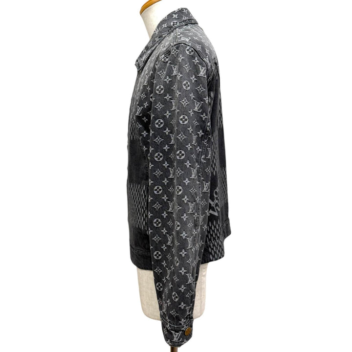 極美品□LOUIS VUITTON NIGO ジャイアントダミエ ウェーブスモノグラム ウォッシュド加工 デニムジャケット グレー 48 フランス製 正規品