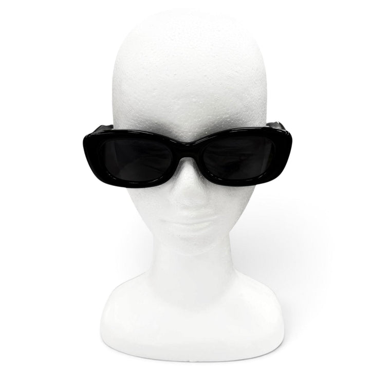 美品●GENTLE MONSTER ジェントルモンスター TAMBU オーバルフレーム レクタングルデザイン サングラス ブラック シルバー 50□23 140