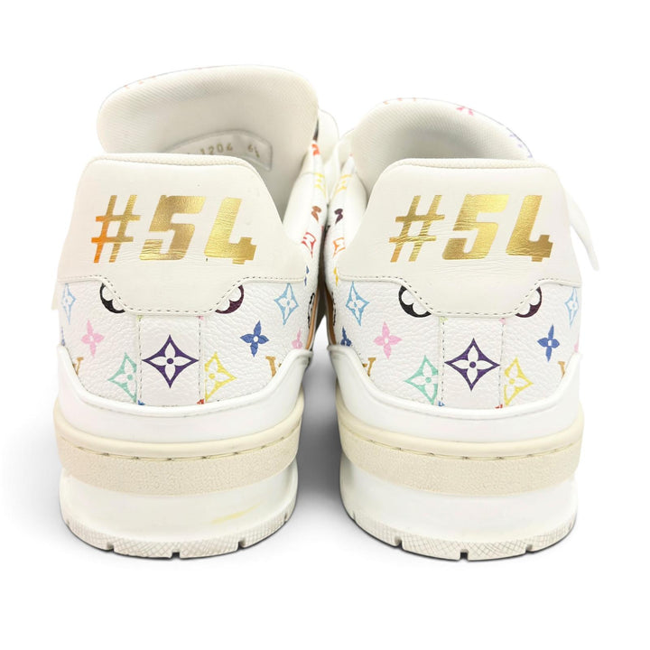 美品●LOUIS VUITTON MURAKAMI ルイヴィトン 村上隆 2024年製 LV トレイナー レザー スニーカー ホワイト 6.5 イタリア製 メンズ 箱付