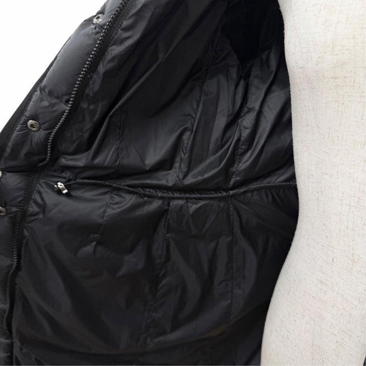 良品△MONCLER モンクレール HERMIFUR エルミファー ロゴワッペン ファー フード付き ダウンコート ブラック 2 正規品 ハンガー付き
