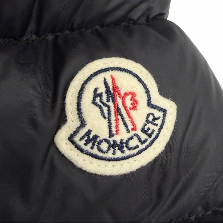 良品△MONCLER モンクレール HERMIFUR エルミファー ロゴワッペン ファー フード付き ダウンコート ブラック 2 正規品 ハンガー付き