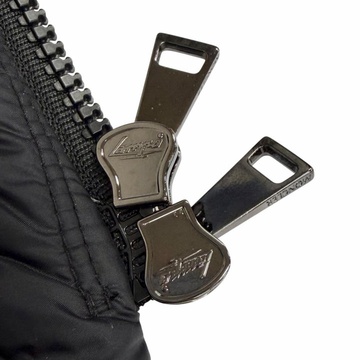 良品△MONCLER モンクレール HERMIFUR エルミファー ロゴワッペン ファー フード付き ダウンコート ブラック 2 正規品 ハンガー付き
