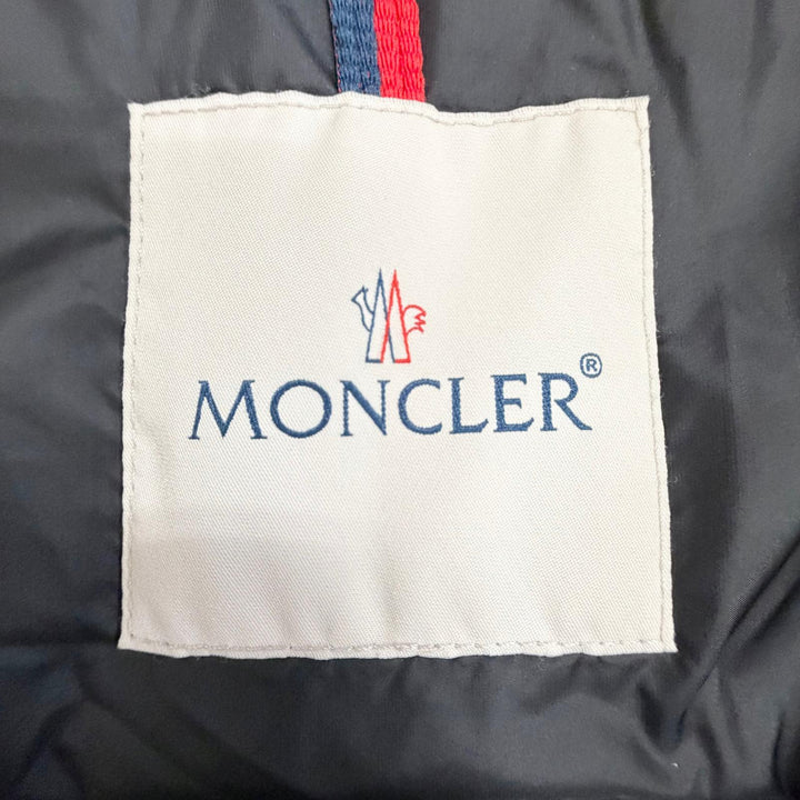 良品△MONCLER モンクレール HERMIFUR エルミファー ロゴワッペン ファー フード付き ダウンコート ブラック 2 正規品 ハンガー付き