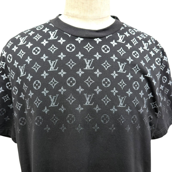 美品□LOUIS VUITTON ルイヴィトン 24SS 1AFBB5 モノグラムグラディエント コットン 半袖Ｔシャツ ブラック XL イタリア製 正規品 メンズ