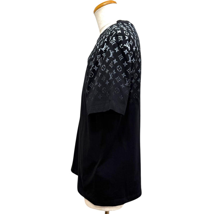 美品□LOUIS VUITTON ルイヴィトン 24SS 1AFBB5 モノグラムグラディエント コットン 半袖Ｔシャツ ブラック XL イタリア製 正規品 メンズ
