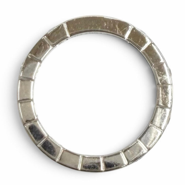 美品★Cartier カルティエ ラニエール 750 ダイヤ9P ロゴ入り ハーフダイヤ リング 指輪 ホワイトゴールド 49（JP9号相当） 重量4.9g