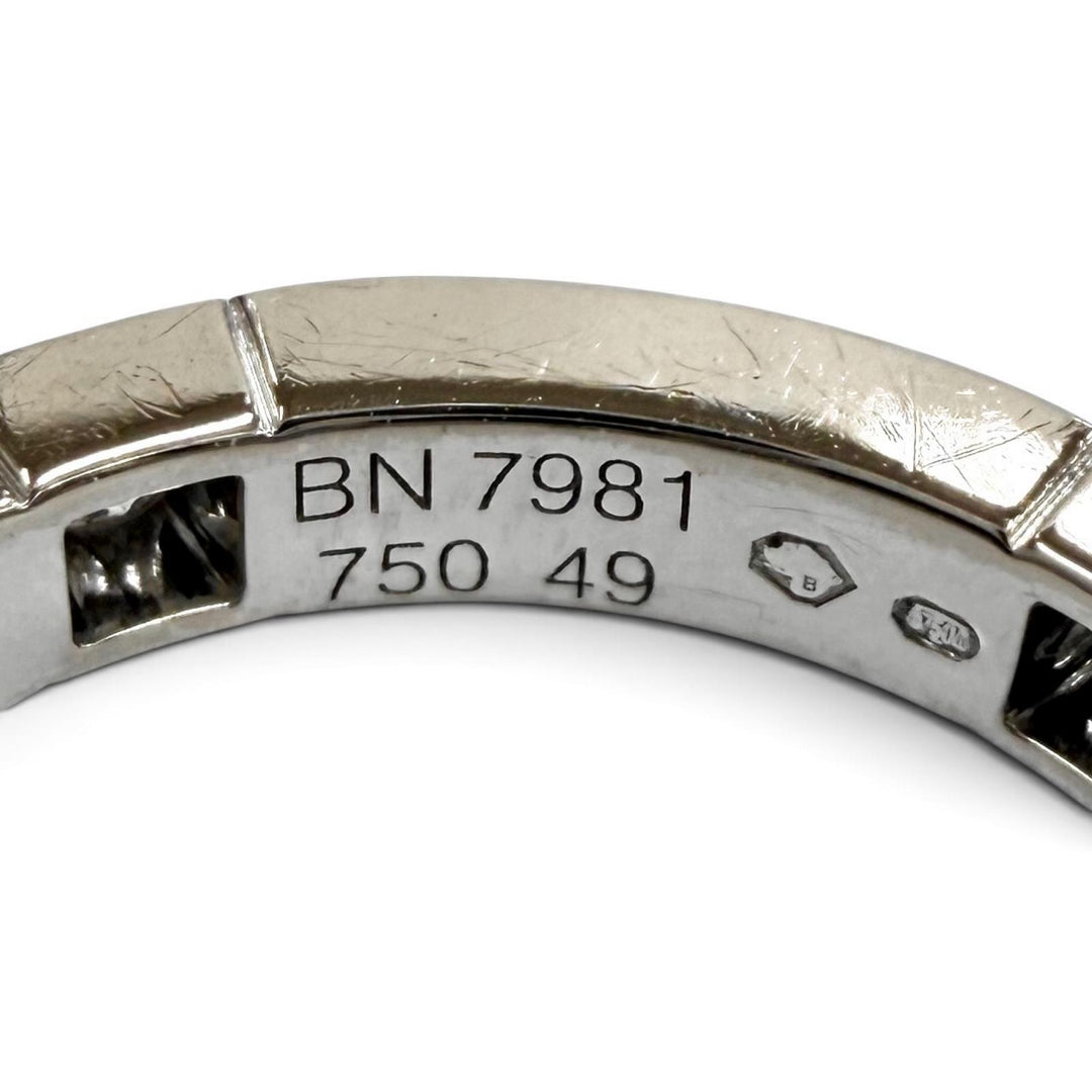 美品★Cartier カルティエ ラニエール 750 ダイヤ9P ロゴ入り ハーフダイヤ リング 指輪 ホワイトゴールド 49（JP9号相当） 重量4.9g