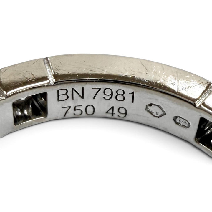 美品★Cartier カルティエ ラニエール 750 ダイヤ9P ロゴ入り ハーフダイヤ リング 指輪 ホワイトゴールド 49（JP9号相当） 重量4.9g