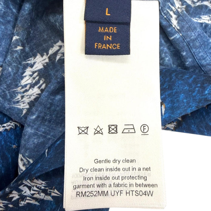 極美品□LOUIS VUITTON ルイヴィトン 25AW プリントモノグラム ショートスリーブシャツ 半袖シャツ ブルー L フランス製 正規品 メンズ