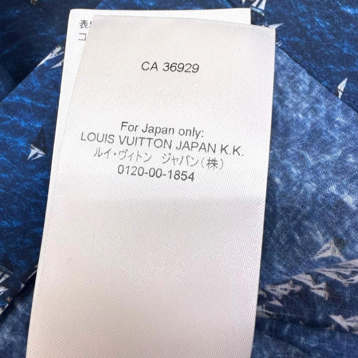 極美品□LOUIS VUITTON ルイヴィトン 25AW プリントモノグラム ショートスリーブシャツ 半袖シャツ ブルー L フランス製 正規品 メンズ