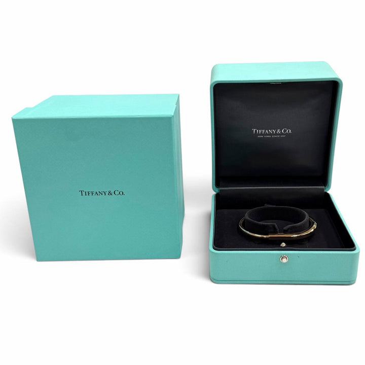 極美品★TIFFANY&amp;Co. ティファニー ティファニーロック バングル ラージ AU750(RG) ローズゴールド 伊製 重量28.9g 定価1309000円 箱付き