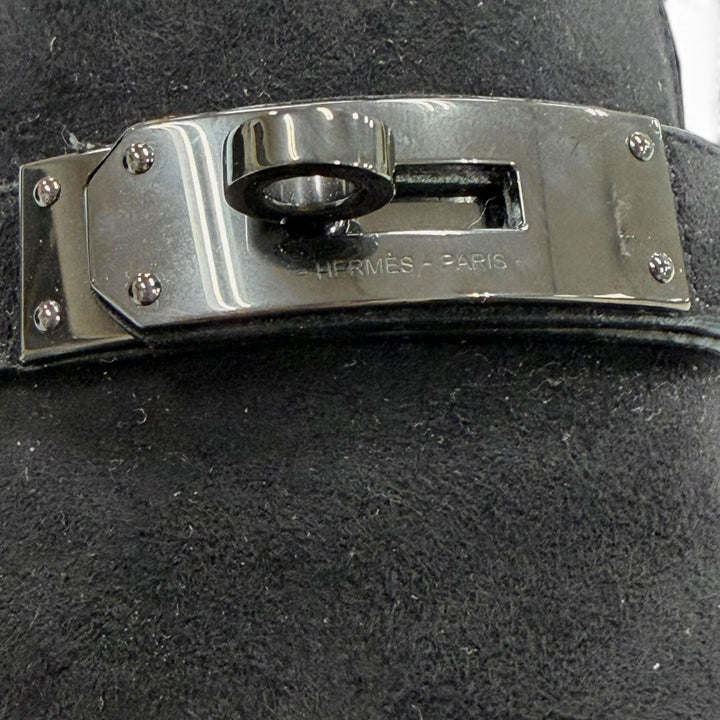 美品▼HERMES エルメス スウェードレザー ケリーバックル Uチップ レザーシューズ ローファー ブラック 42.5 イタリア製 メンズ ビジネス