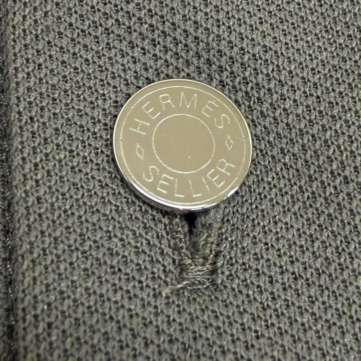 未使用品□HERMES エルメス コットン50％ セリエボタン ショートスリーブ 半袖ポロシャツ グレージュ L イタリア製 正規品 メンズ