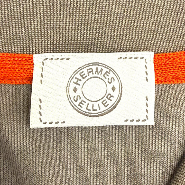 未使用品□HERMES エルメス コットン50％ セリエボタン ショートスリーブ 半袖ポロシャツ グレージュ L イタリア製 正規品 メンズ