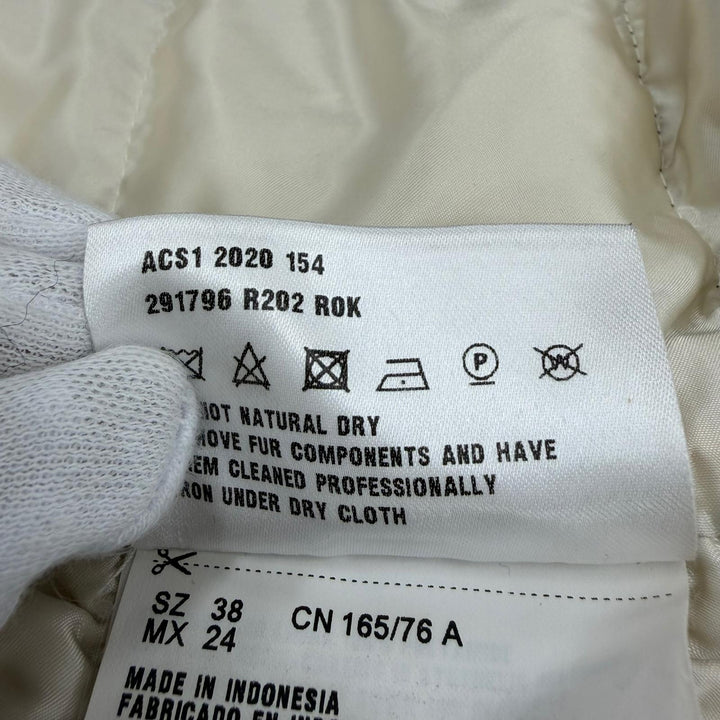 美品☆PRADA プラダ 2020年製 291796 シープファー トライアングルロゴ ZIP UP ダウンジャケット ブラック 38 伊製 正規品 レディース