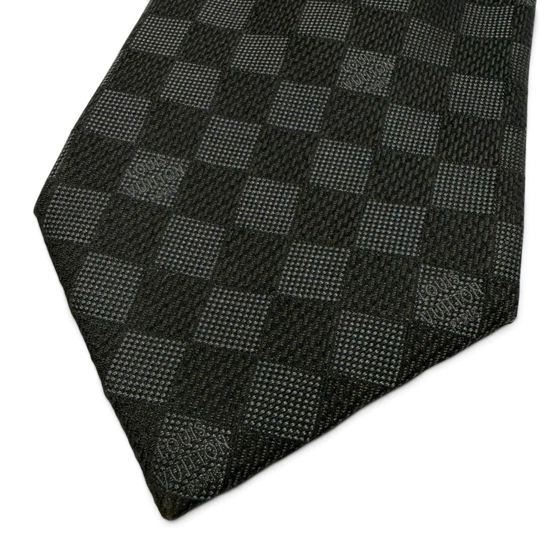 美品▼LOUIS VUITTON ルイヴィトン シルク100% クラヴァット ダミエクラシック ストライプ ネクタイ 2本セット ブラック ネイビー メンズ