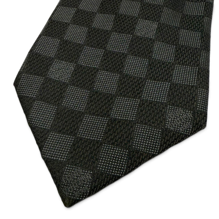 美品▼LOUIS VUITTON ルイヴィトン シルク100% クラヴァット ダミエクラシック ストライプ ネクタイ 2本セット ブラック ネイビー メンズ