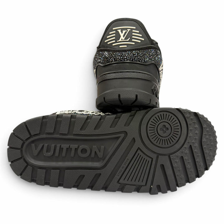 極美品▼LOUIS VUITTON ルイヴィトン LVトレイナーマキシライン スワロフスキー ラインストーン レースアップ スニーカー 8 定価935000円