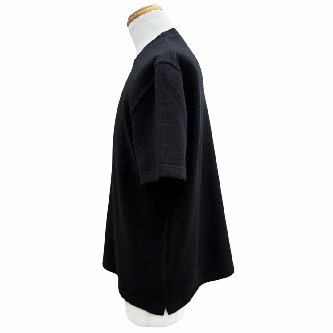 極美品▼BOTTEGAVENETA ボッテガヴェネタ 720364 カシミヤ97% プレーン 三角ステッチ Tシャツ 半袖ニット ブラック XS 正規品 メンズ