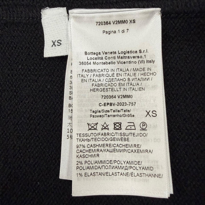 極美品▼BOTTEGAVENETA ボッテガヴェネタ 720364 カシミヤ97% プレーン 三角ステッチ Tシャツ 半袖ニット ブラック XS 正規品 メンズ