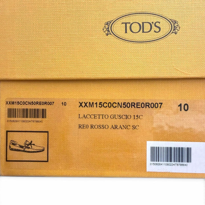 未使用品▼TOD’S トッズ スウェードレザー ロゴ刻印 スリッポン ドライビングシューズ レッド 10 イタリア製 メンズ 箱・保存袋付き