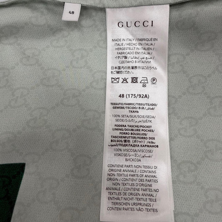 未使用品▼GUCCI YUKO HIGUCHI グッチ ヒグチユウコ 2026年製 864048 シルク100% GG柄 バックプリント 半袖シャツ グリーン 48 正規品
