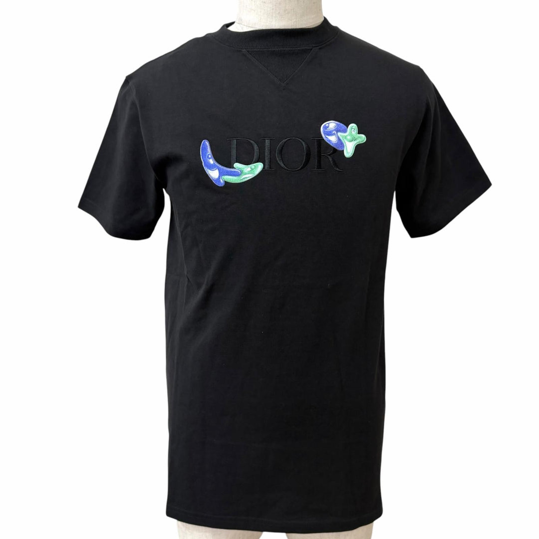 未使用品□DIOR KENNY SCHARF ディオール オム ケニーシャーフ 193J685D0554 ロゴ刺繍 半袖Ｔシャツ ブラック XXS イタリア製 正規品