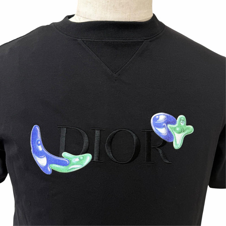 未使用品□DIOR KENNY SCHARF ディオール オム ケニーシャーフ 193J685D0554 ロゴ刺繍 半袖Ｔシャツ ブラック XXS イタリア製 正規品