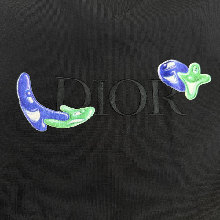 未使用品□DIOR KENNY SCHARF ディオール オム ケニーシャーフ 193J685D0554 ロゴ刺繍 半袖Ｔシャツ ブラック XXS イタリア製 正規品
