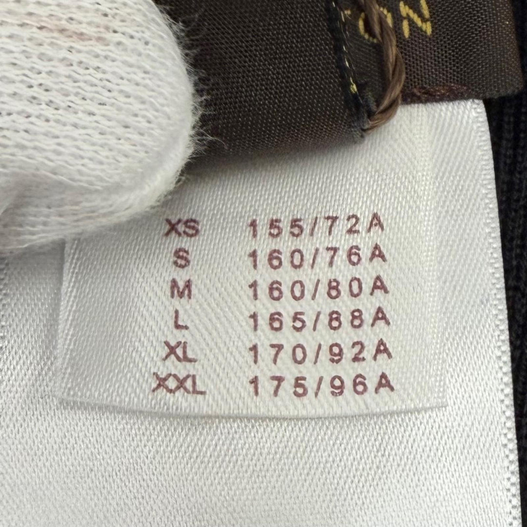 未使用品★LOUIS VUITTON ルイヴィトン ウール シルク混 LVロゴ タイトリブニット クルーネック 半袖 ブラック L フランス製 正規品