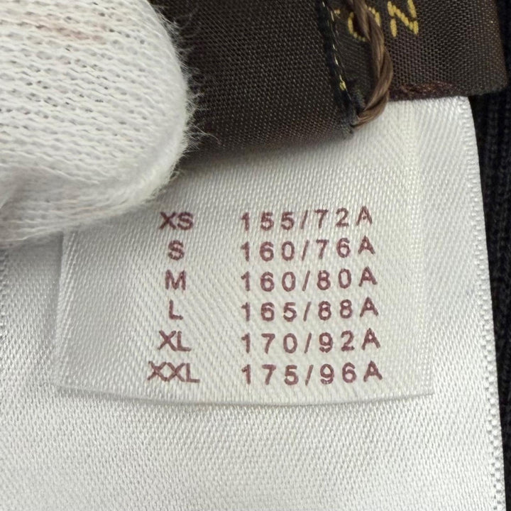 未使用品★LOUIS VUITTON ルイヴィトン ウール シルク混 LVロゴ タイトリブニット クルーネック 半袖 ブラック L フランス製 正規品