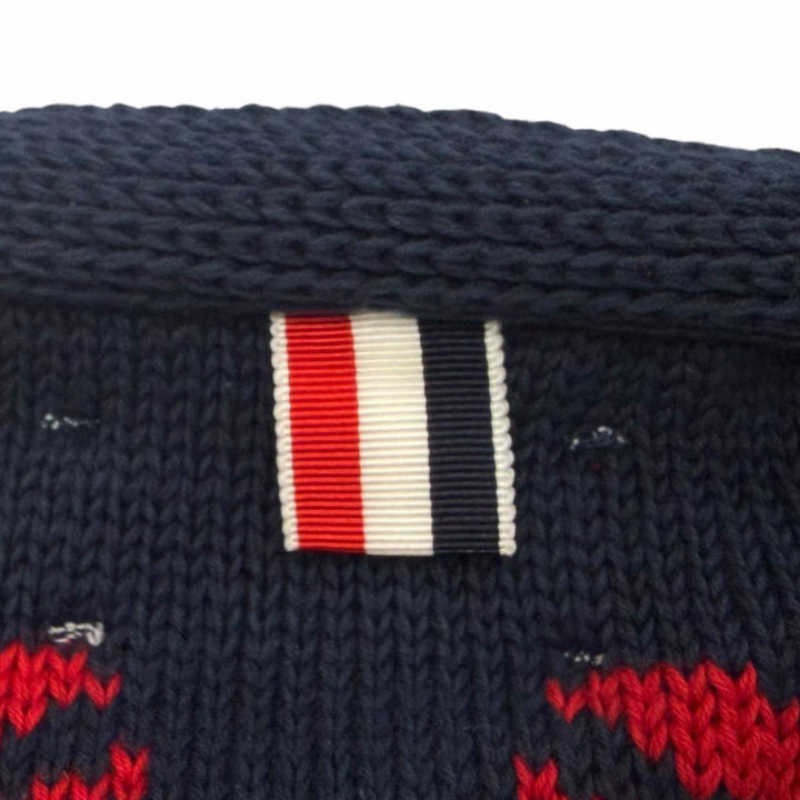 美品□THOM BROWNE トムブラウン MKC001BKC139 コットン100％ ロブスター ニットカーディガン セーター ネイビー 3 正規品 メンズ