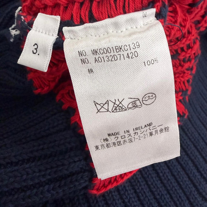 美品□THOM BROWNE トムブラウン MKC001BKC139 コットン100％ ロブスター ニットカーディガン セーター ネイビー 3 正規品 メンズ