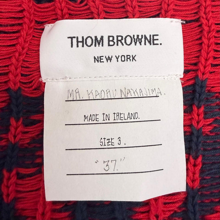 美品□THOM BROWNE トムブラウン MKC001BKC139 コットン100％ ロブスター ニットカーディガン セーター ネイビー 3 正規品 メンズ