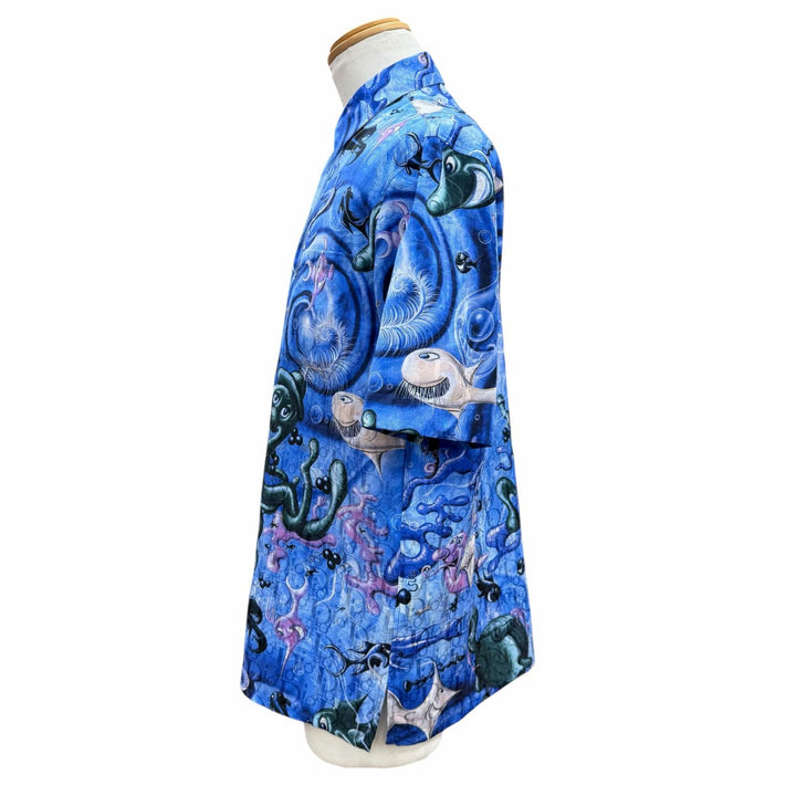 未使用品▼DIOR KENNY SCHARF ディオール オム ケニーシャーフ 033C508A5196 シルク コットン オブリーク 総柄 半袖シャツ 37 正規品