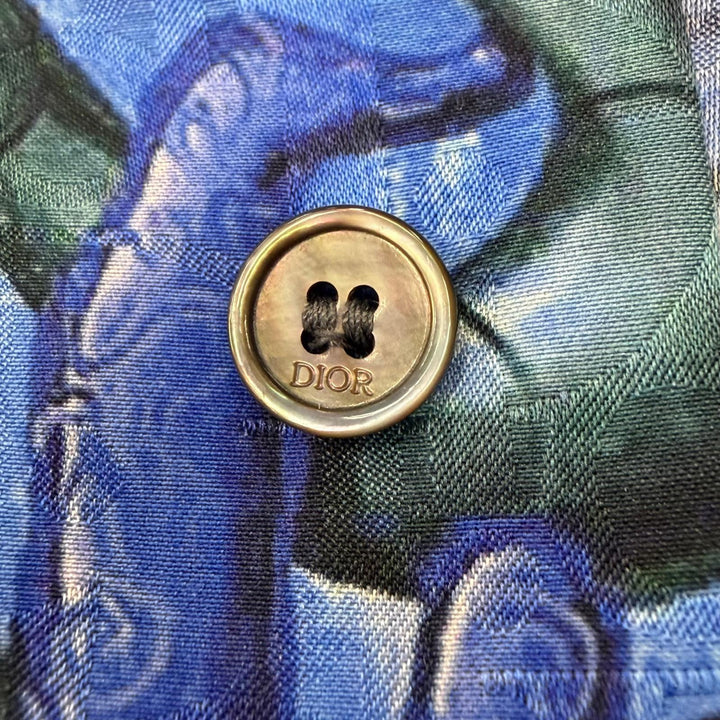未使用品▼DIOR KENNY SCHARF ディオール オム ケニーシャーフ 033C508A5196 シルク コットン オブリーク 総柄 半袖シャツ 37 正規品