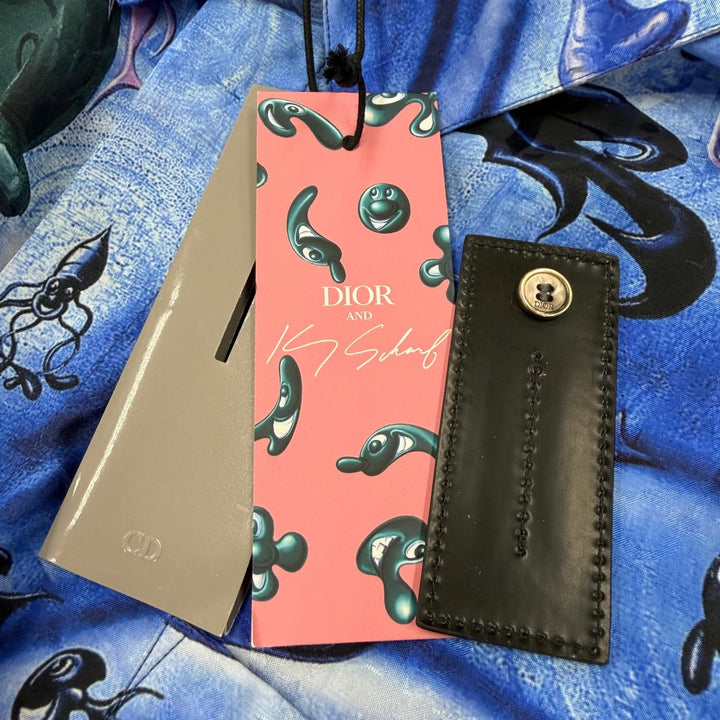 未使用品▼DIOR KENNY SCHARF ディオール オム ケニーシャーフ 033C508A5196 シルク コットン オブリーク 総柄 半袖シャツ 37 正規品