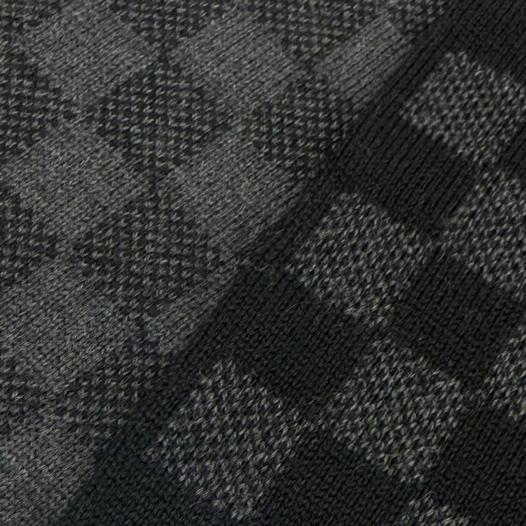 美品▼LOUIS VUITTON ルイヴィトン 401910 エシャルプ プティ ダミエ ウール100% マフラー ブラック グレー イタリア製 正規品 メンズ