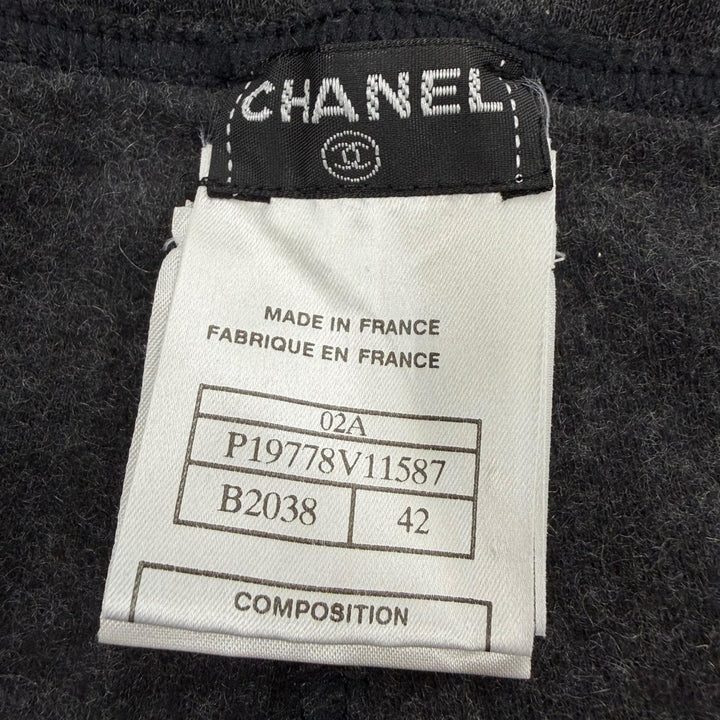 美品☆CHANEL シャネル 02A P19778 コットン カシミヤ混 2WAY ココマーク スウェットパンツ ハーフパンツ グレー 42 フランス製 正規品