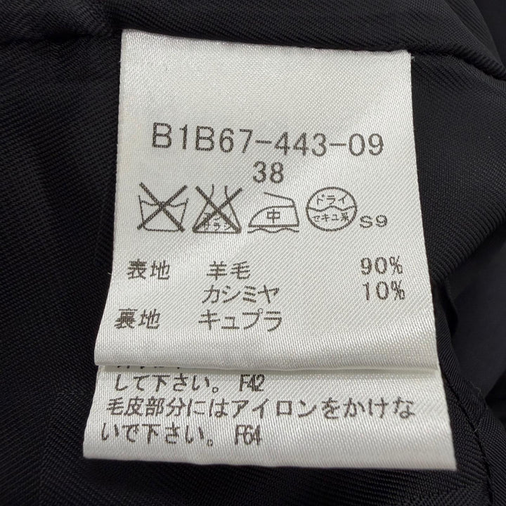 美品☆BURBERRY LONDON バーバリーロンドン ウール カシミヤ混 フォックスファー・ロゴボタン付 コート ブラック 38 正規品 レディース