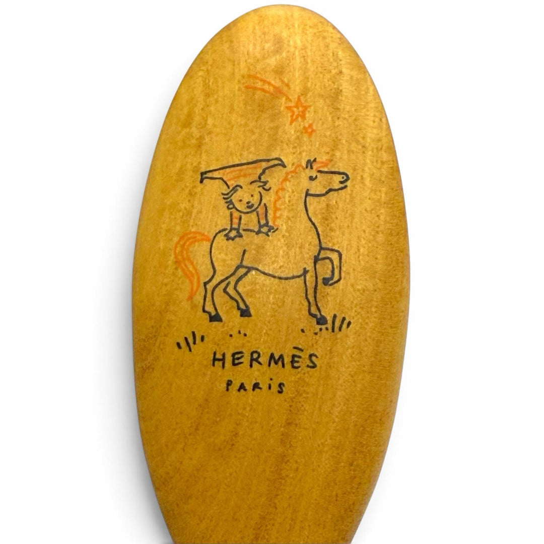 極美品△HERMES エルメス ガブリオル ブラシ シトロニエ 山羊毛 ウッド ヘアブラシ 現行品 ナチュラル フランス製 レディース 保存袋付き