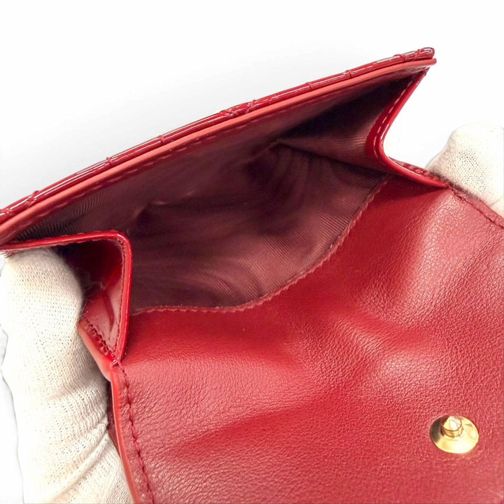 未使用品△Christian Dior クリスチャンディオール S0181OVRB レディディオール ロータスウォレット パテントレザー カナージュ 現行品