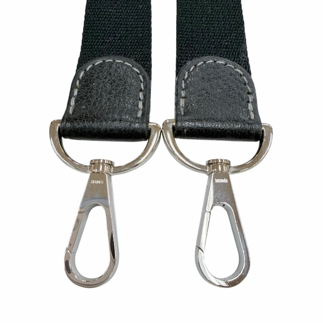 美品☆HERMES エルメス キャンバス シルバー金具 ガーデンパーティ用 ショルダーストラップ ブラック フランス製 レディース 保存袋付き