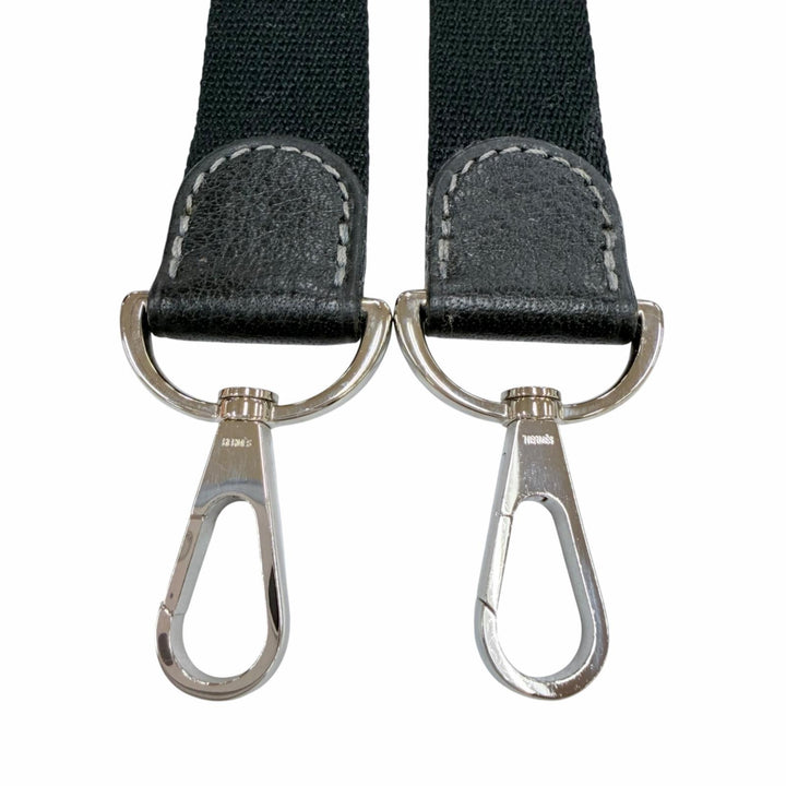 美品☆HERMES エルメス キャンバス シルバー金具 ガーデンパーティ用 ショルダーストラップ ブラック フランス製 レディース 保存袋付き