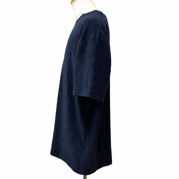 未使用品□LOUIS VUITTON ルイヴィトン 25AW 1AHWBB モノグラムフレンチテリー パイル地 半袖Ｔシャツ ネイビー XXL イタリア製 正規品