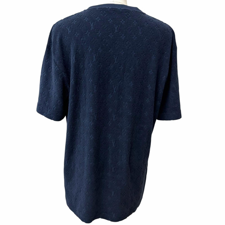 未使用品□LOUIS VUITTON ルイヴィトン 25AW 1AHWBB モノグラムフレンチテリー パイル地 半袖Ｔシャツ ネイビー XXL イタリア製 正規品
